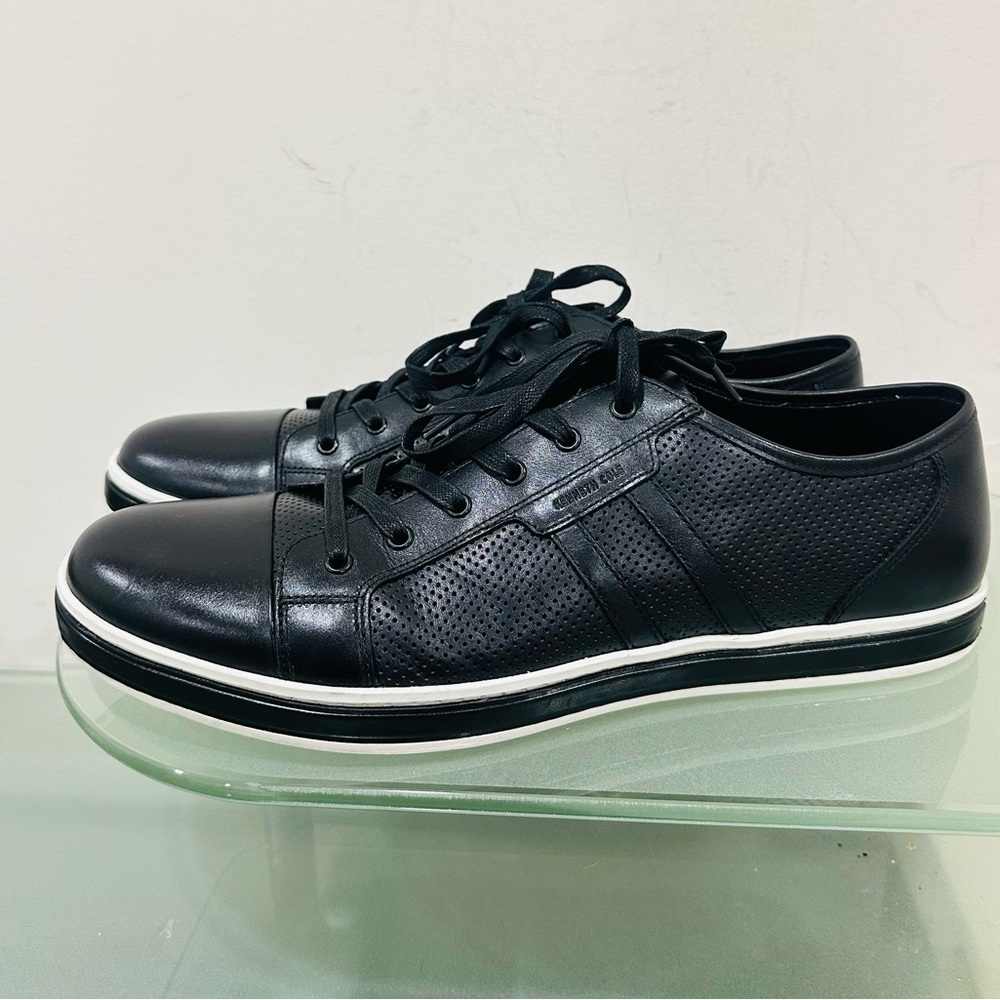 Kenneth Cole Fashion Sneakers Down N Up Black Shoes‎ Men's 13 Patent Leather